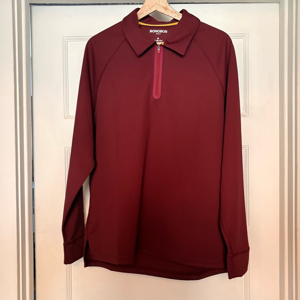 NWOT Bonobos Golf Performance Quarter 1/4 Zip Pullover Slim Fit Size M
